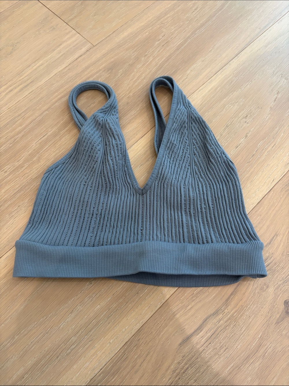 Free People Movement Ribbed V-Neck Bralette in Teal
